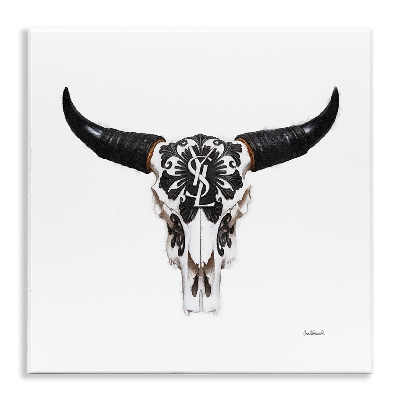 Stupell Industries Chic Brand Cattle Skull Wall Plaque Art Design by Amanda Greenwood